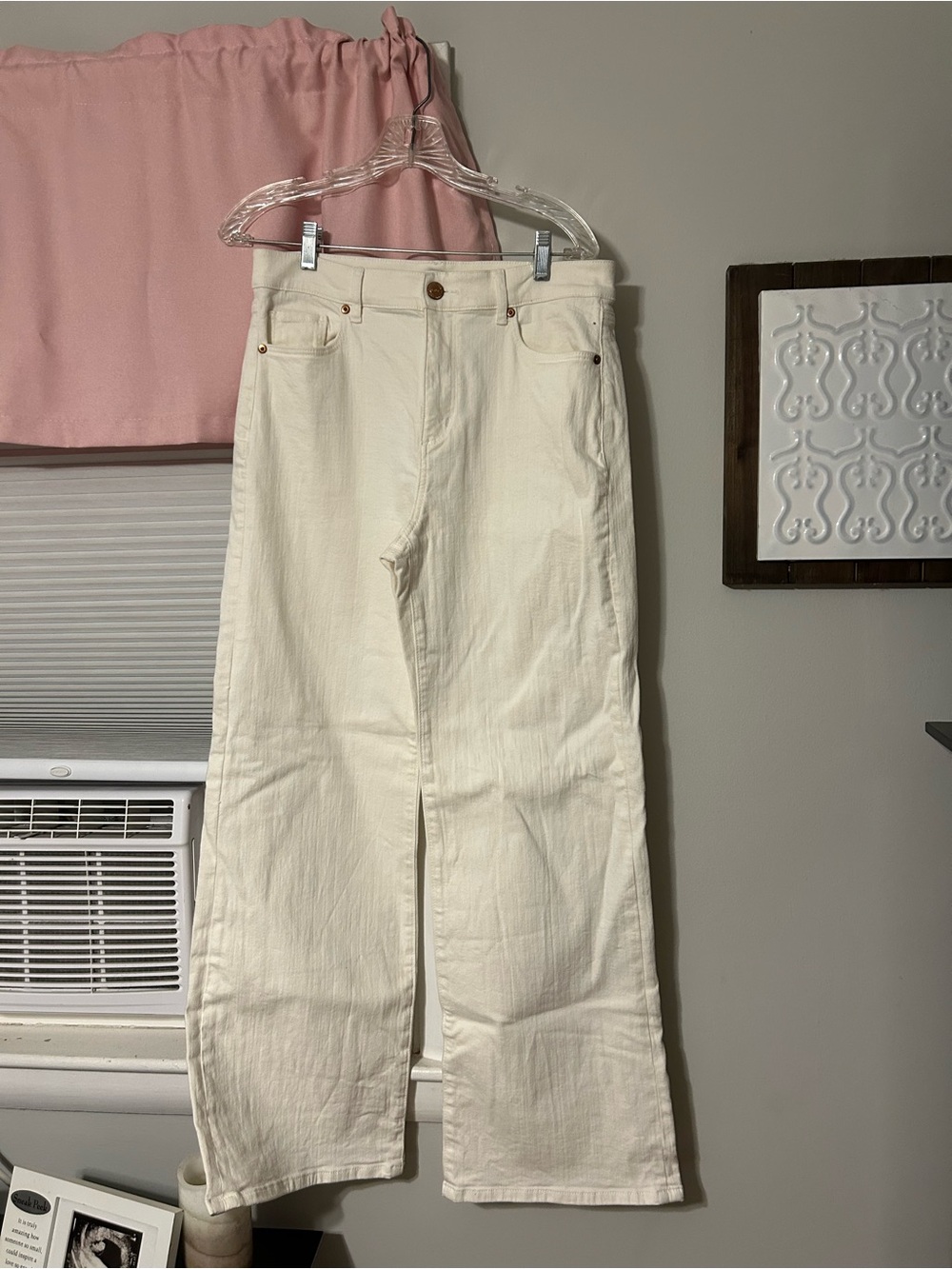 LOFT High-Rise Wide Leg Jeans in Cream